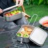 Metal Alloy Camping Bentos Container Portable Bentos Box Rectangle Lunch Box Outdoor Camping Picnic Cookware