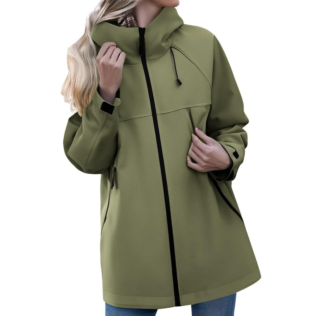 Women's Solid Color Long Sleeved Hooded Outdoor Suit Windproof And Waterproof Thin Jacket