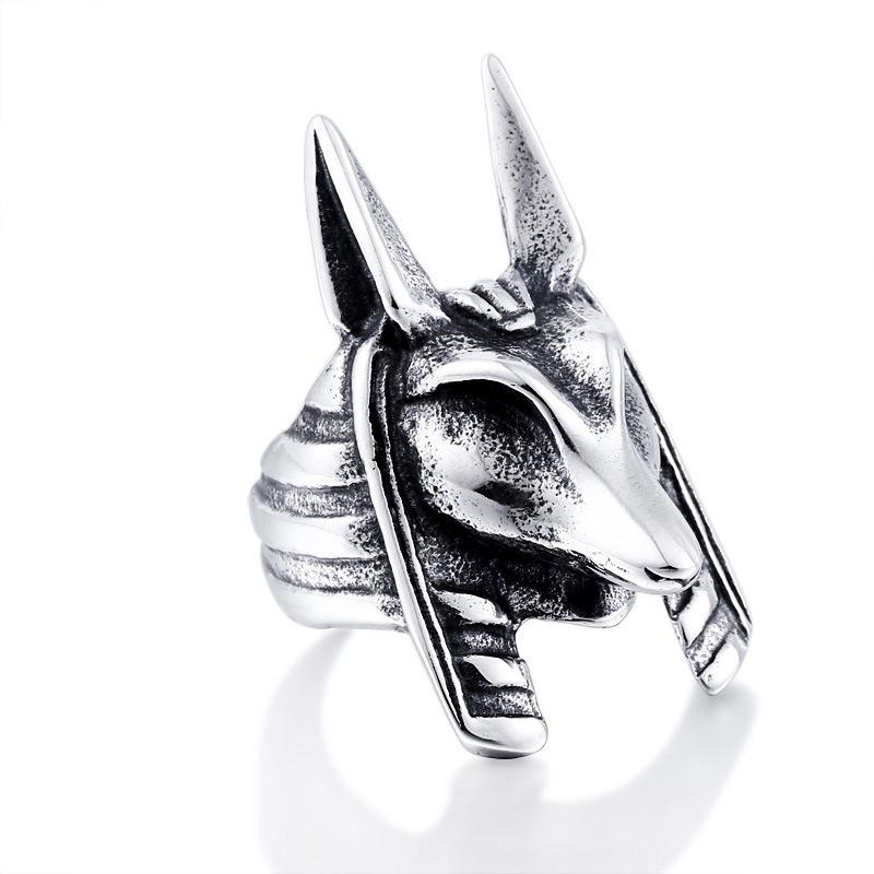 

Animal Head Pentagram Ring for Men Retro Domineering Trendy Punk Adjustable Size Ring one size(US size 6-13)