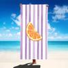 Orange Wedge Beach Towel - Striped Microfiber Bath Sheet with Juicy Orange Slice for Bold Citrus Style