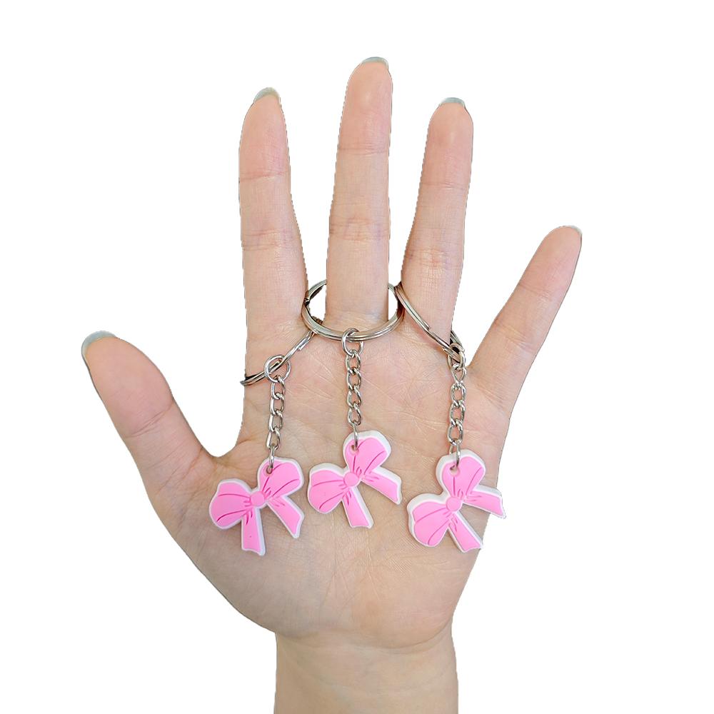 6/12pcs Pink Bow Acrylic KeyChains Coquette Bow Birthday Party Decorations Supplies Gifts for Kids Girls Pink Bow Party Favors