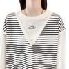 Early autumn small sweater women's spring and autumn 2026 new loose large size fake two-piece striped splicing top jacket