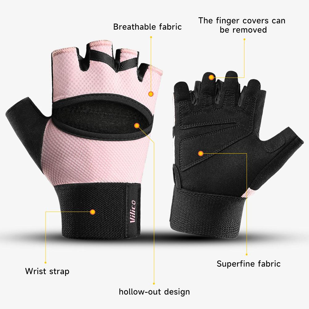 1 Pair Sports Fitness Half-Finger Gloves Breathable Back Design Non-Slip Prevent Calluses Gloves for Yoga and Outdoor Cycling