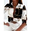 Elegante Damenmode Bluse 2023 Frühling & Herbst Digitales Kettenmuster Hemd Pendler Schlank Büro Damenbluse S-5XL