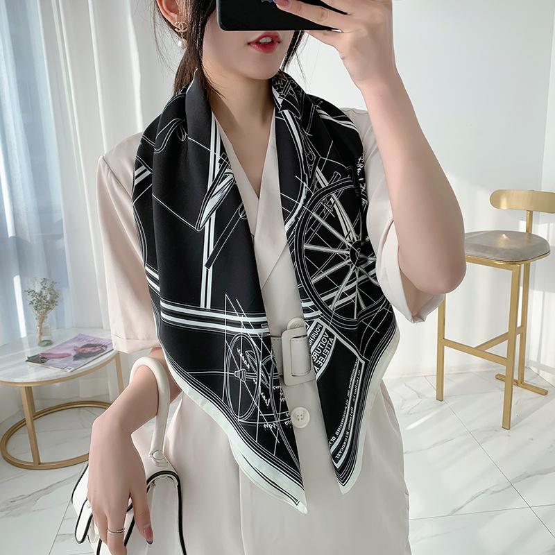 Spring square scarf silk scarf French retro women's simple and versatile foreign style fashion temperament twill silk scarf batch