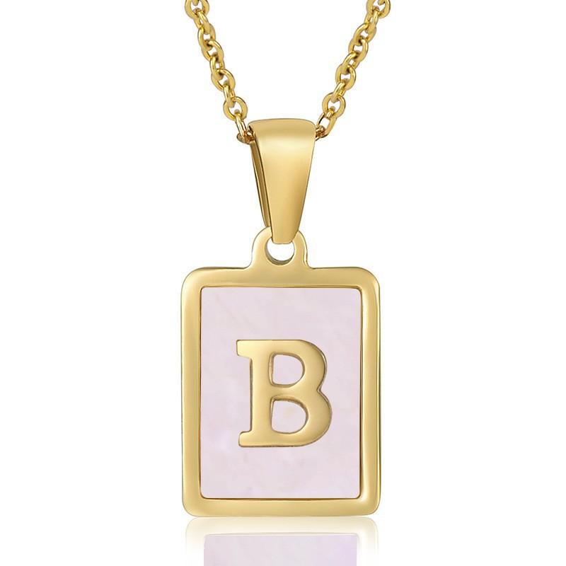 26 English Letter Necklace Women's Versatile 18K Natural Pink Shell Pendant Collarbone Chain 2026