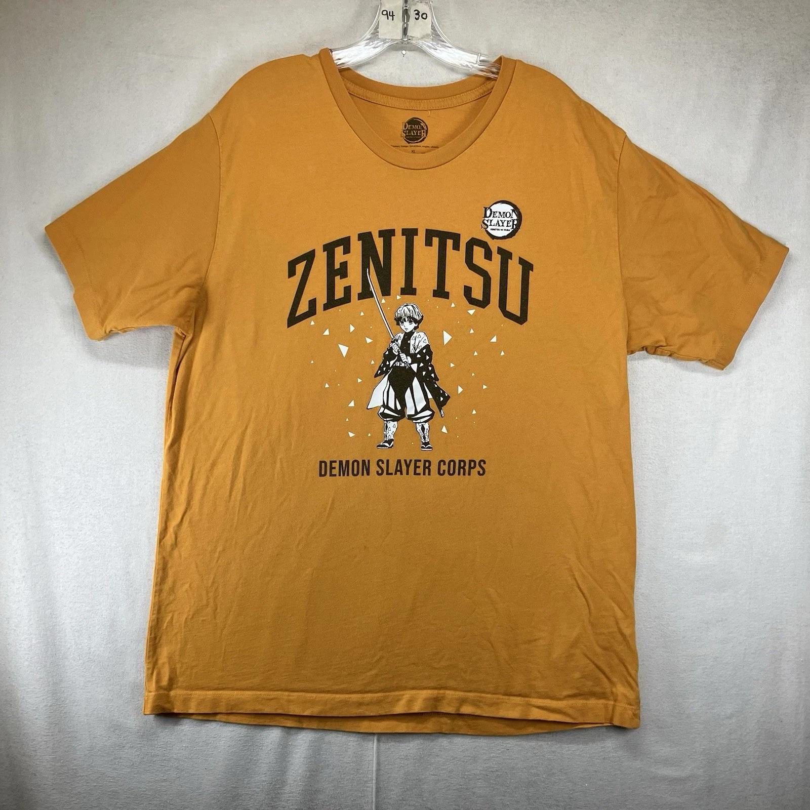 Mens DEMON SLAYER CORPS Zenitsu Agatsuma Golden Yellow T-Shirt All Cotton M