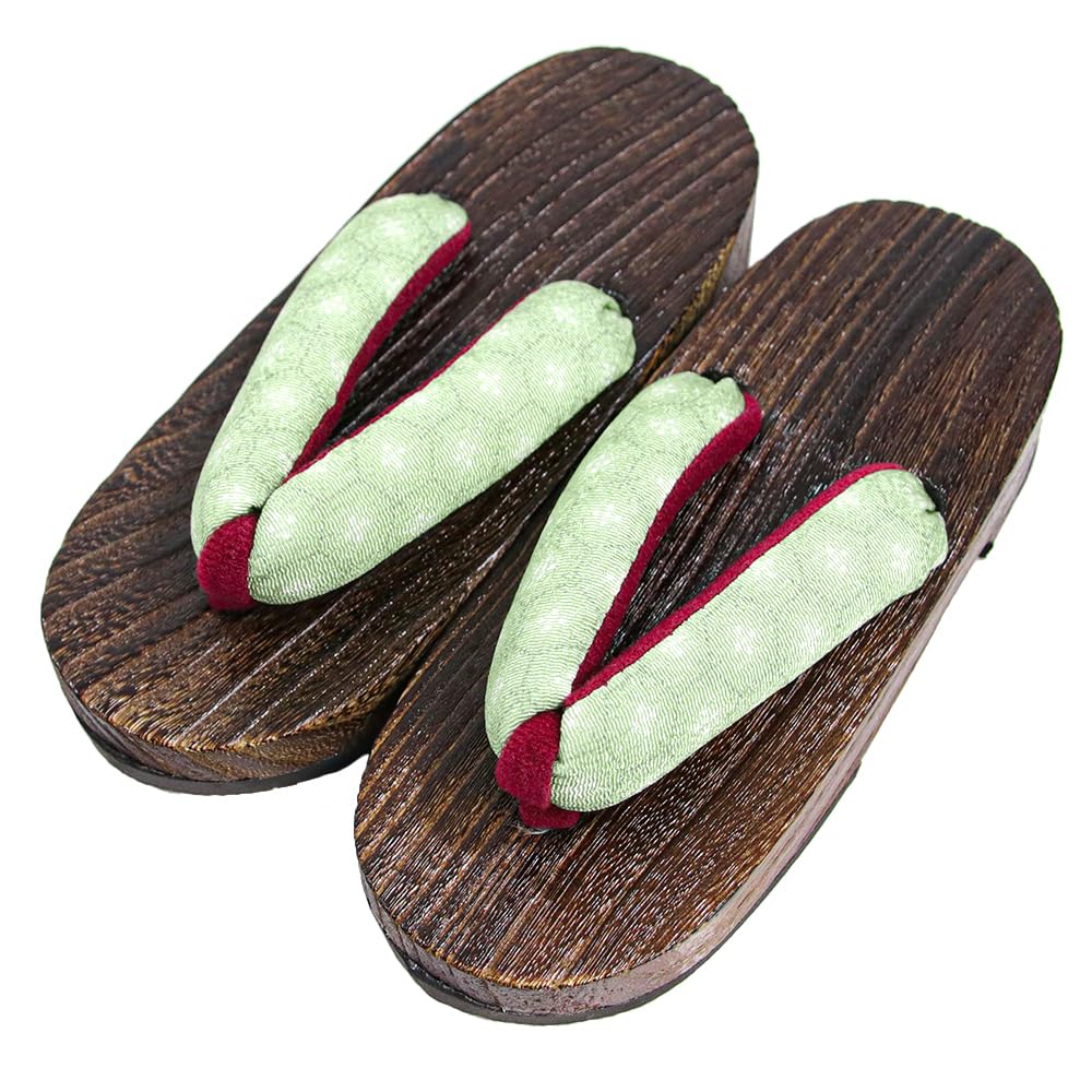 Geta in Dull Burnt Paulownia Wood for Girls [KYOETSU] (Japanese Clogs) (3 Khaki, measurement_18_point_0_centimeters)