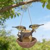 Hanging Tree Stump Bird Feeder, Sturdy Resin Bird Watching Feeding Station with sy to Open Water Inlet and Holes