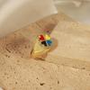 Korean Style Geometric Heart Clover Enamel Ring for Women - Trendy Temperament Design