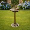 Ground Spike Bird Bath Pedestal Bath, Copper Resin Birdbaths Weather Resistant Floral Accents, Vintage Bronze Finish Garden Decor for