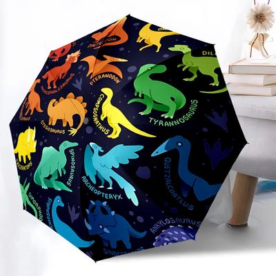 1pc Dino Friends Automatic Open/Close Umbrella, Windproof, Folding Compact Umbrella with Lightweight Design for Women/Men154