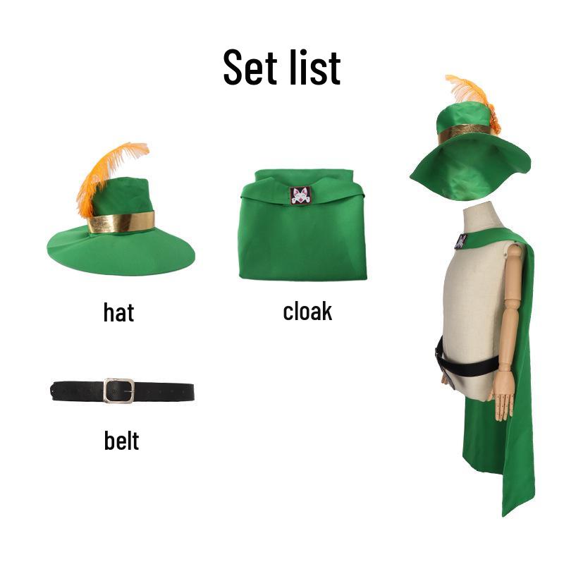 

Костюм для косплея для детей на Хэллоуин «Кот в сапогах 2» - Плащ и реквизит героя-кота Child 130