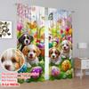 2pcs,2D Plane Printing Popular Curtains Spring Pups Picnic Durable Polyester (without Rod) Decorations Outdoor for Bedroom