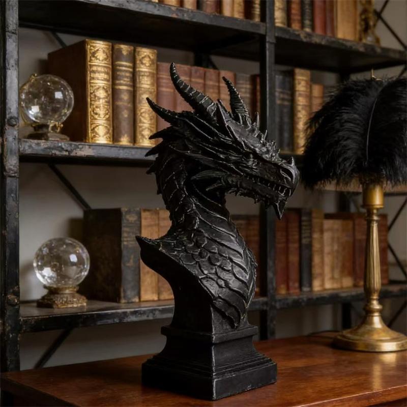 Kreative 3D-gedruckte Drachenkopf-Skulptur Heim-Schreibtisch-Ornament für Wohnzimmer Bar Gotische Dekoration Für Ihn Geburtstagsgeschenk