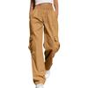 Women's Casual -Color Workwear Pants With Multiple Pockets And Wide Legs