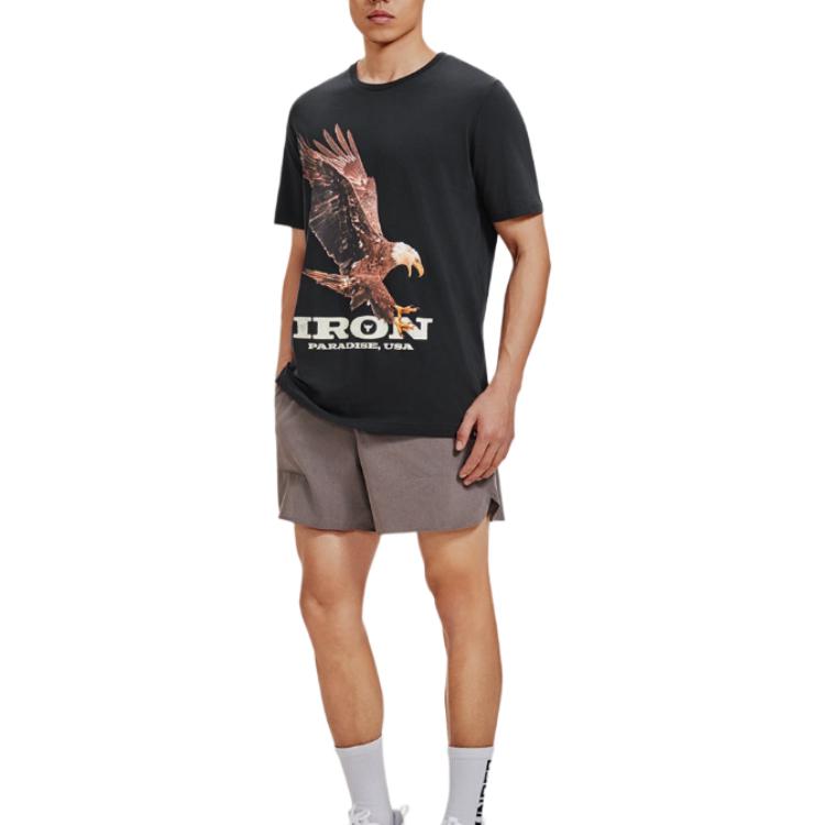 Under Armour Project Rock Koszulka z nadrukiem zwierzęcym z okrągłym dekoltem Męskie Topy Czarny 1383224-001