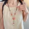 JMXD-Creative Retro Ethnic Style Hand-woven Long Sweater Chain Literary and Versatile Ceramic Love Necklace Accessories