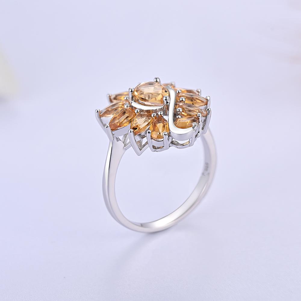 Argint sterling 925 Design superb Citrin natural Piatră prețioasă Inel Bijuterii fine Aniversare & Banchet Cadou pentru femei