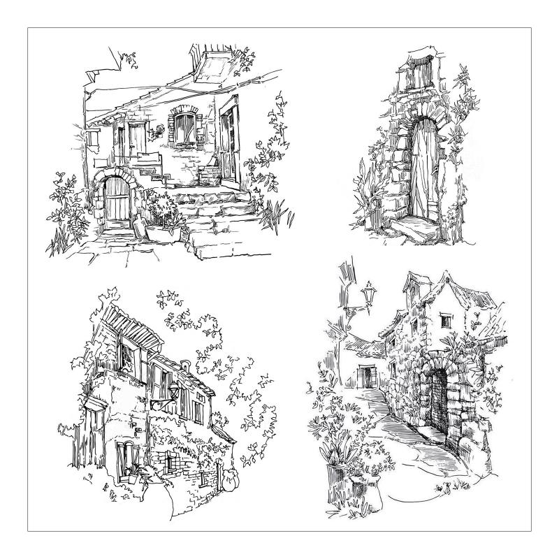 House Silicones Stamp for Card Making Journal Background Decoration Clear Stamper with Landscape Pattern