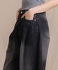 Ellamo 54_5 Women'S One-Pin Tuck Washed Wide Denim Pants (Basic/Long)_Dark Denim