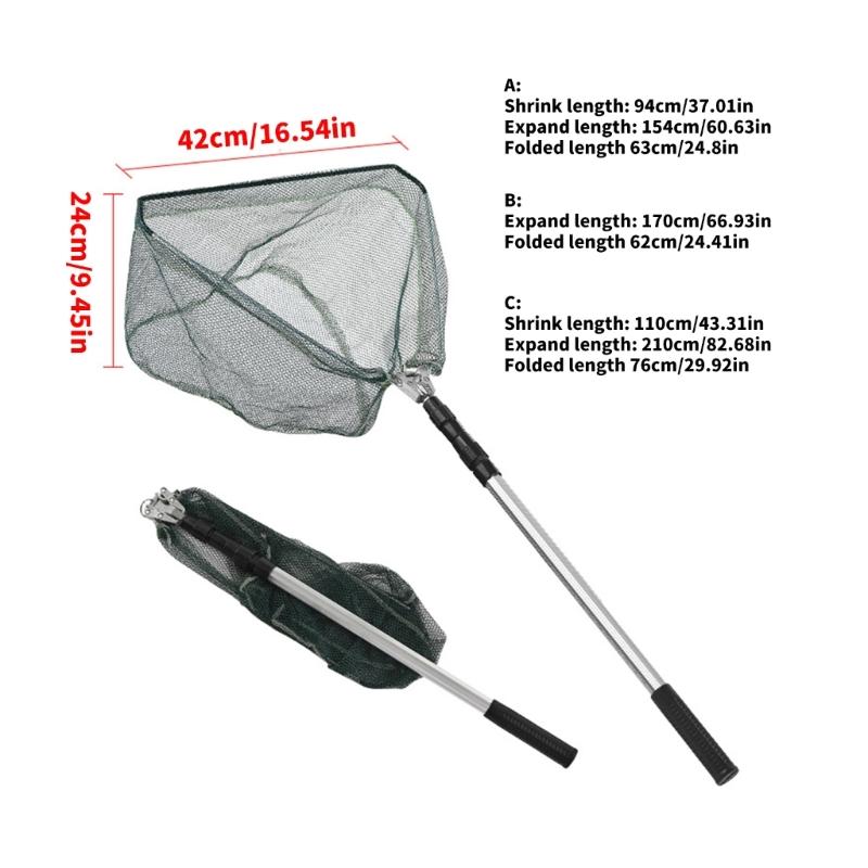 Light Weight Aluminum Collapsible Scoops Net Fishing Landing Net With Strong Nylons Webbing For Outdoor Use