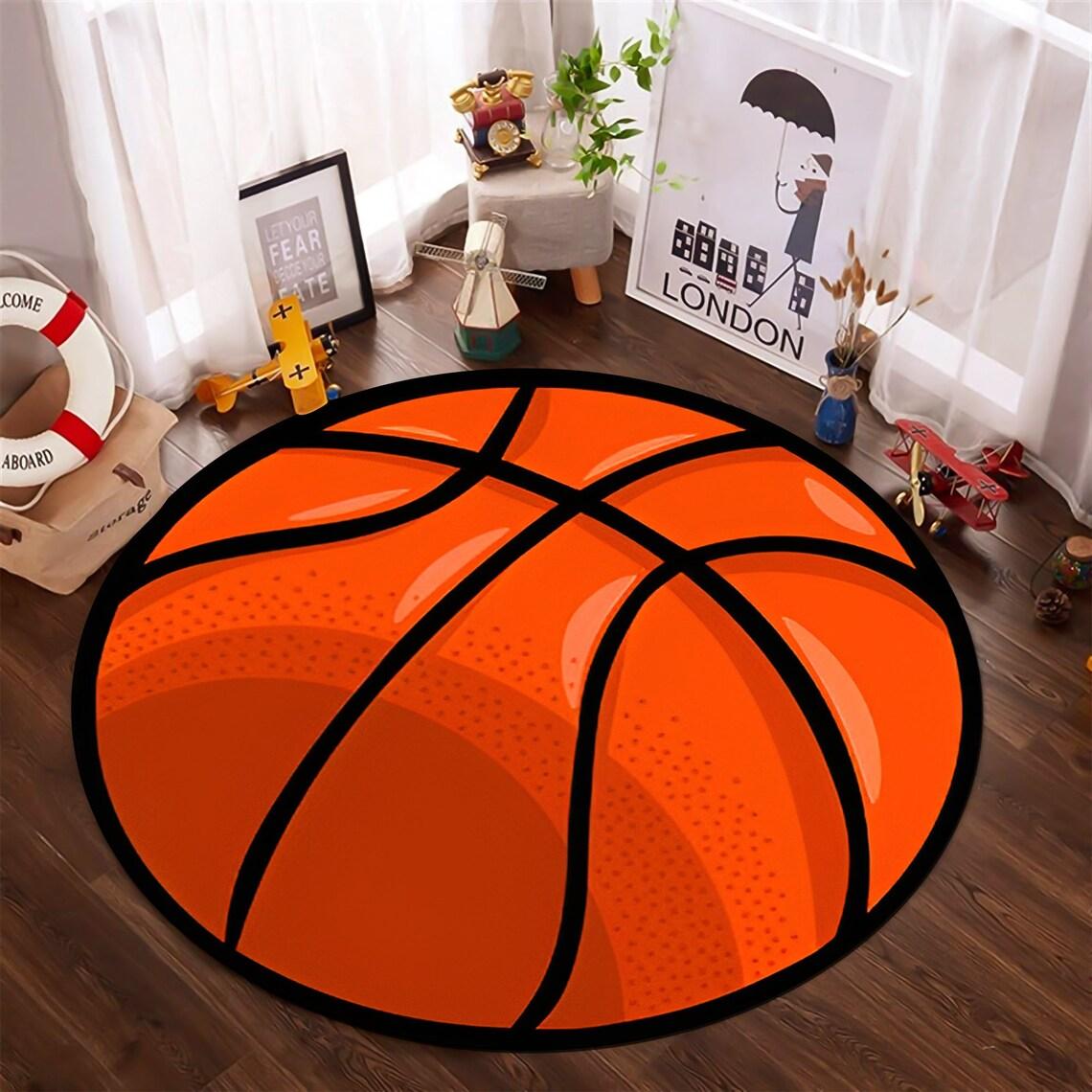 

Basketball Ball Rug Print Round Rug Bedroom Carpet Living Room Nonslip Floor Mat Sofa Table Rugs for Home Decor Girls Room Rug 40x40cm