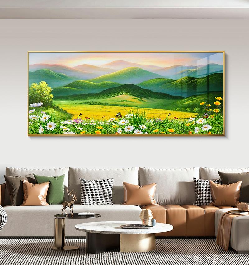 Decorative Painting of Landscape Banner with Backing To Attract Wealth Canvas Painting Green Mountain Posters for Living Room