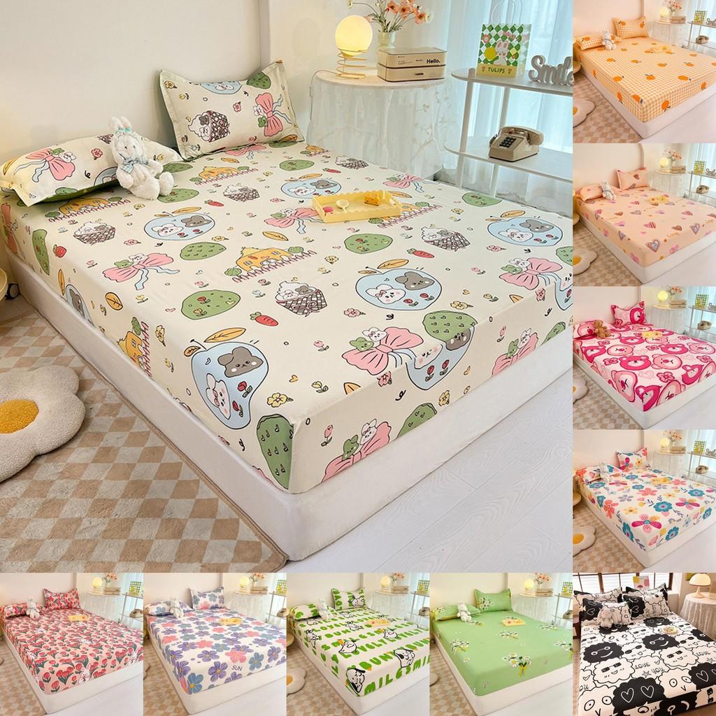 Rabbit Flower Bear Pattern Water Wash Cotton Bedspread Mattress Protective Cover