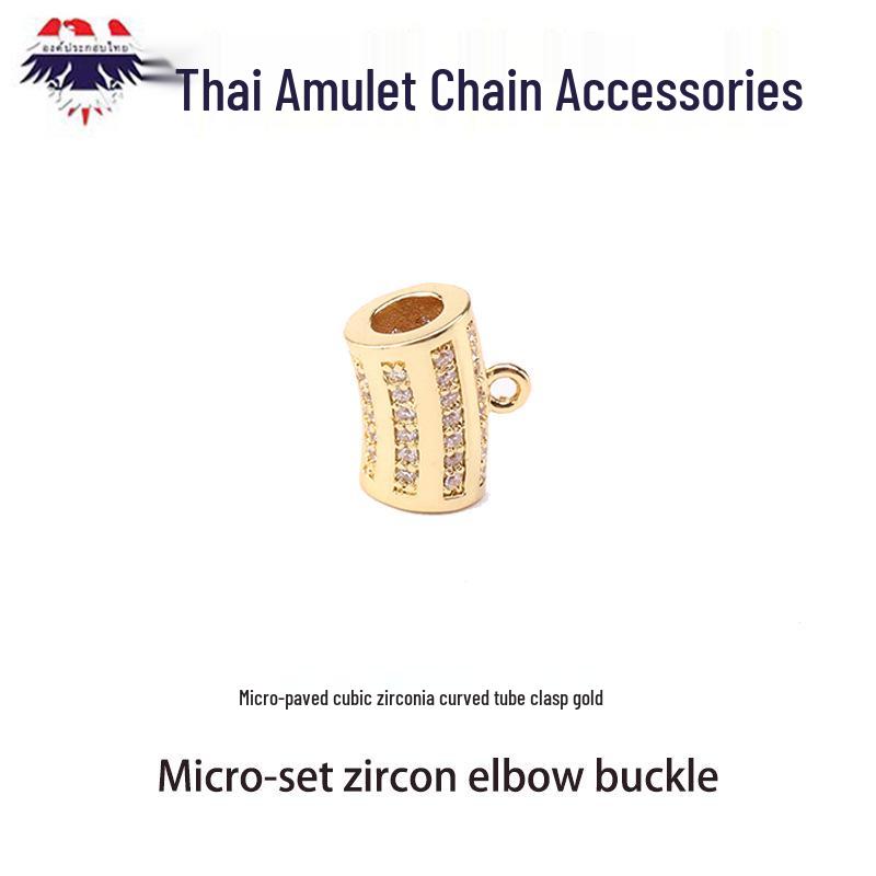 Gold-Plated Diamond-Studded Curved Tube Buckle Pendant Ring Necklace Bracelet Accessory