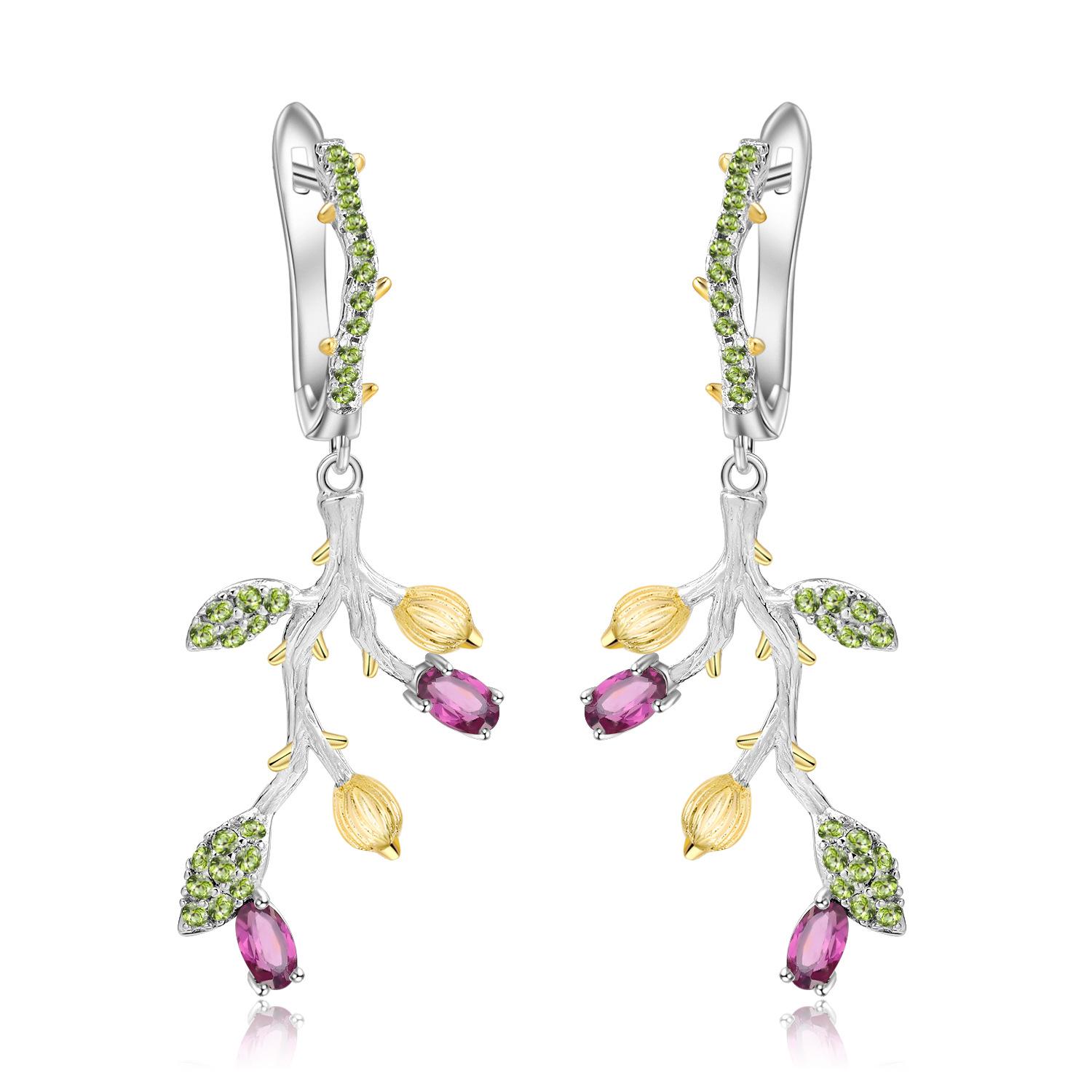 

Оригинальные дизайнерские ювелирные серьги в стиле ретро в естественном стиле S925, серебряные серьги и серьги с сокровищами натурального цвета