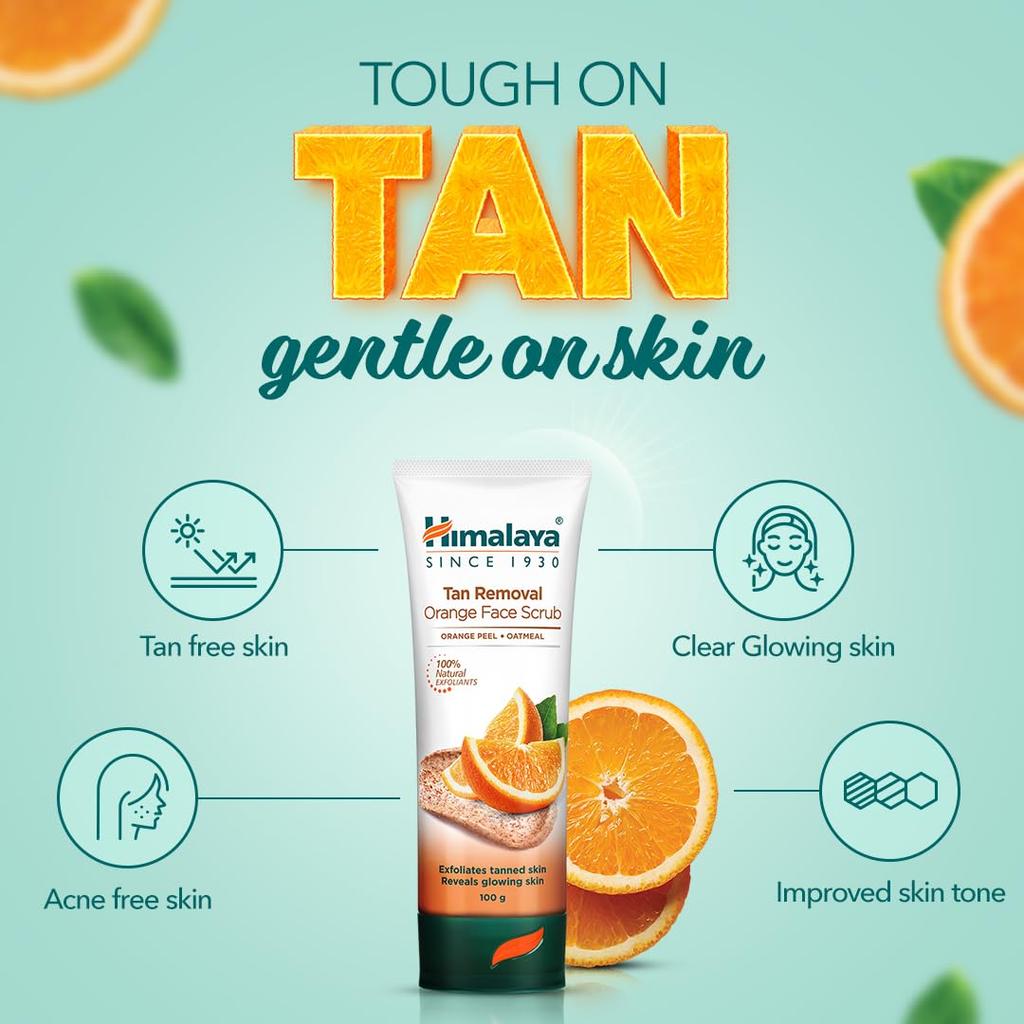 Himalaya Tan Removal Orange Face Scrub 100g Gentle Exfoliating Cleanser for Smooth Radiant Skin Daily Use