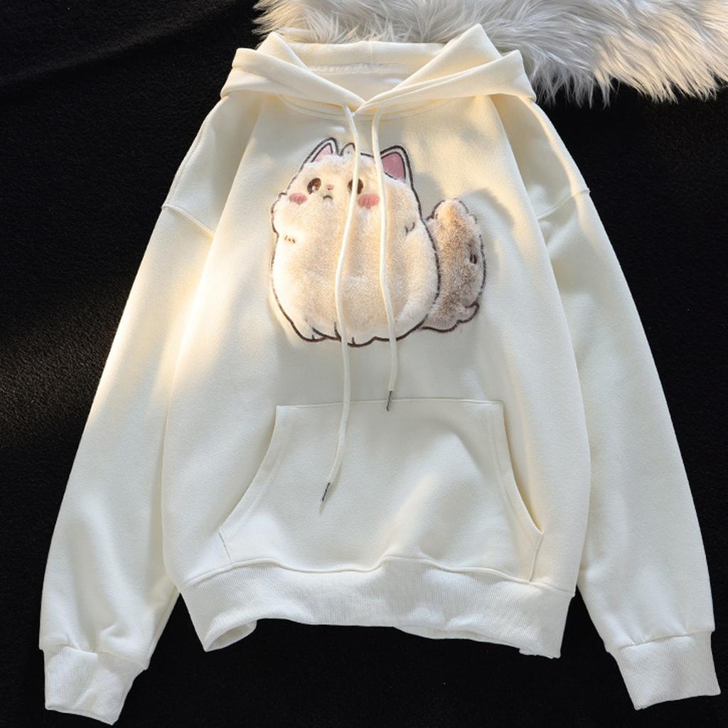 Ladies Fashion Casual Long Sleeve Round Neck Hoodie Pullover Top With  Pockets