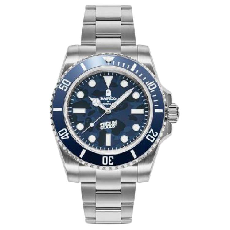 

A Bathing Ape X SG Collaboration SS23 Ape Type 1 Bapex Watch Mechanical Movement Unisex watches Blue 0ZXWHM187901K Dark Blue NYX