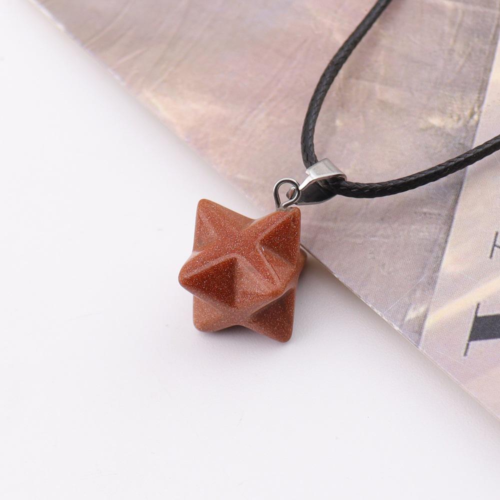 Large Agate Crystal Pendant: 24mm Kabbalah Star with Amethyst & Rose Quartz Hexagram Necklace.