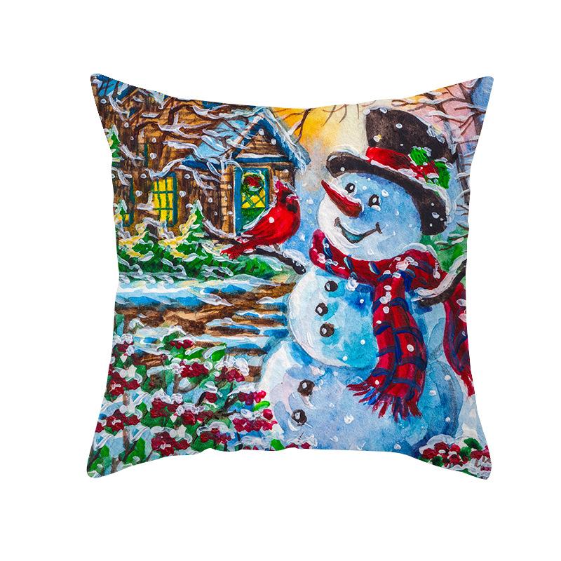 Christmas Pillow Covers Snowman Pillow Case Vintage Christmas Xmas Winter Home Decor Living Room House Decorative