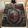 Custom Name,AC Milan Printed Flannel Blanket, Soft Throw for Bedroom Sofa, Washable, Christmas Present, Great Gift.