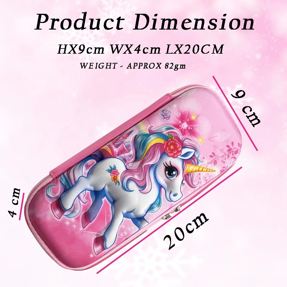 RSINC 3D Unicorn Pencil Box, Large Capacity Pencil Case,  Pencil Box Travel Pouch Bag for School Girls |  E Unicorn Pencil Pouch Pink