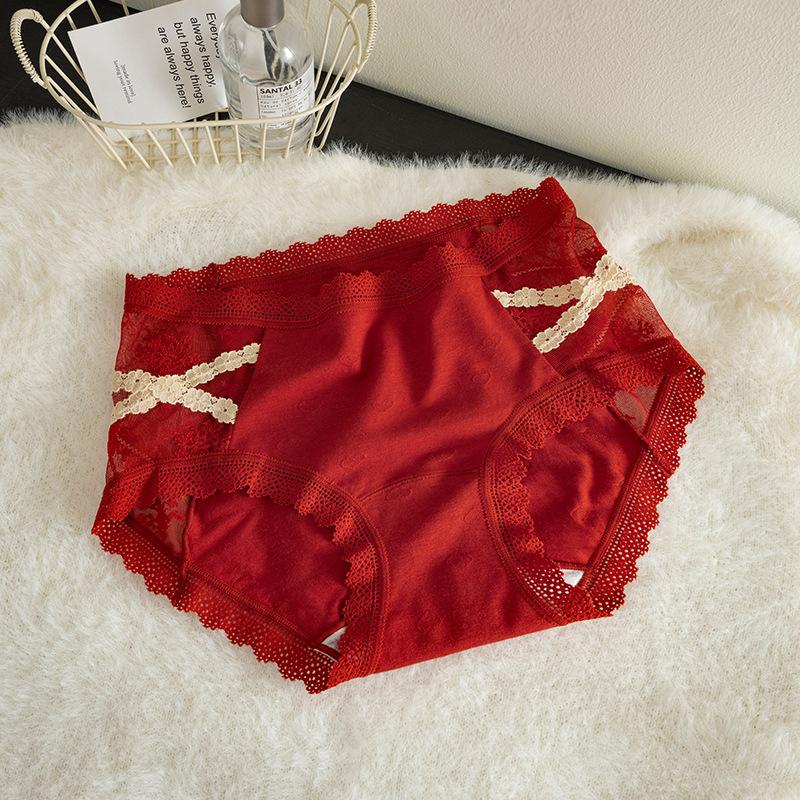 Леди Весна и Осень Новые Сексуальные Кружевные Трусики Красного Цвета для Невесты в Этом Году One size