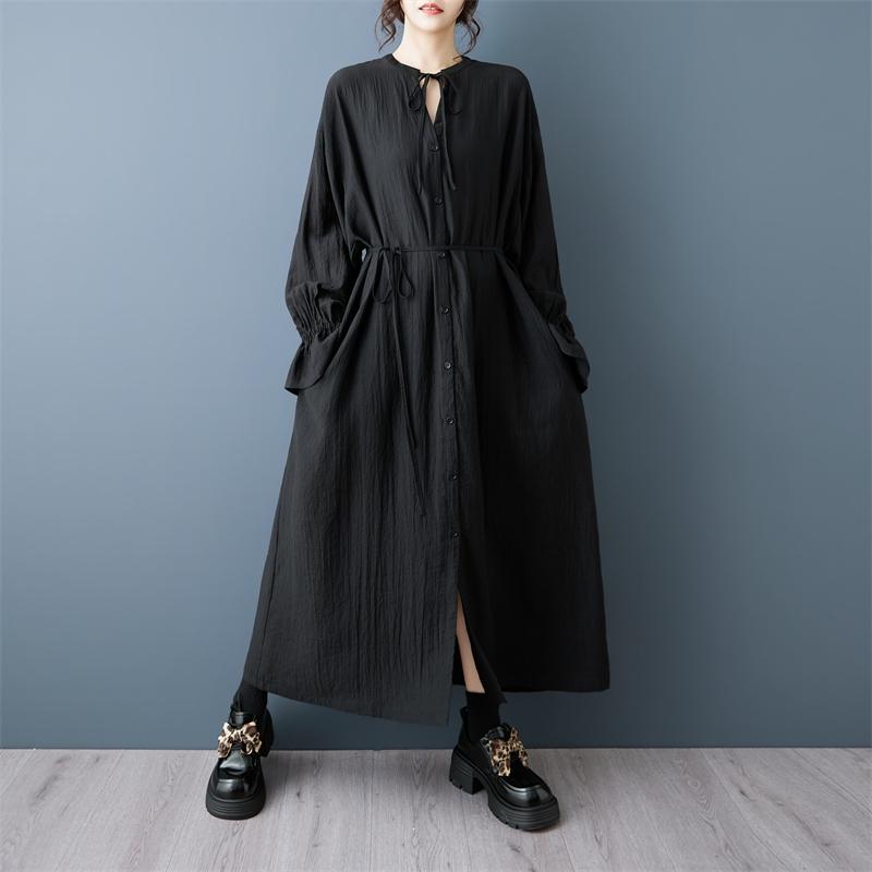 Long sleeve plus size black vintage new in dresses for women casual loose spring autumn dress