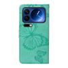 For Xiaomi 17 Pro Wallet Case Floral Butterfly Imprinted Leather Phone Cover Stand -  Green