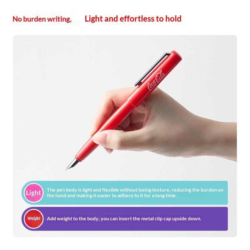 KACO×Coca-Cola MELLOW Fountain Pen,Aesthetic EF Nib Smooth Writing&Ergonomic Grip Alloy Clip For Homework,Calligraphy,Daily Use