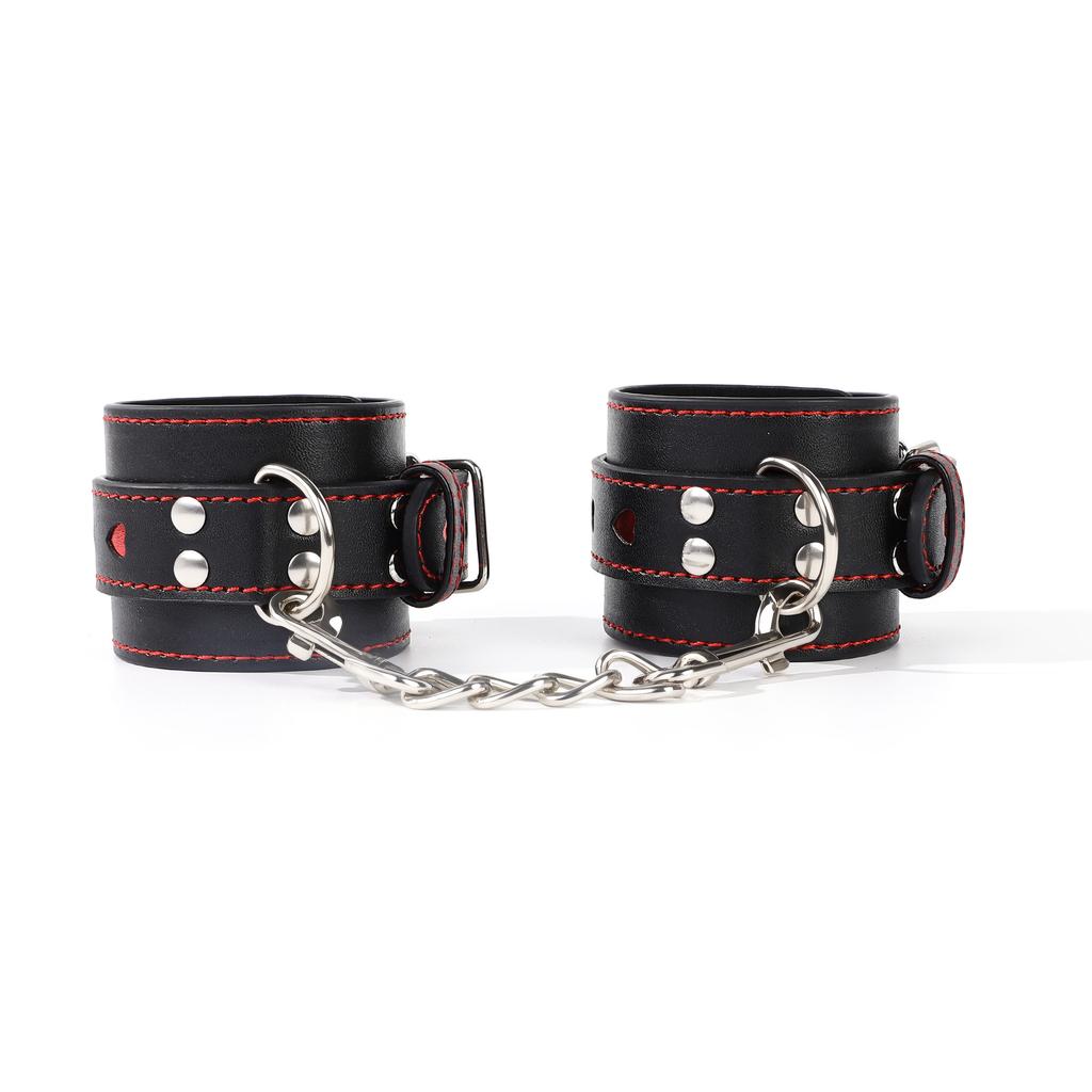 Adjustable PU Leather Heart Handcuffs Ankle Cuff Bracelet - Women BDSM Cosplay Fetish Adult Game Couples Sexy Toys Accessories