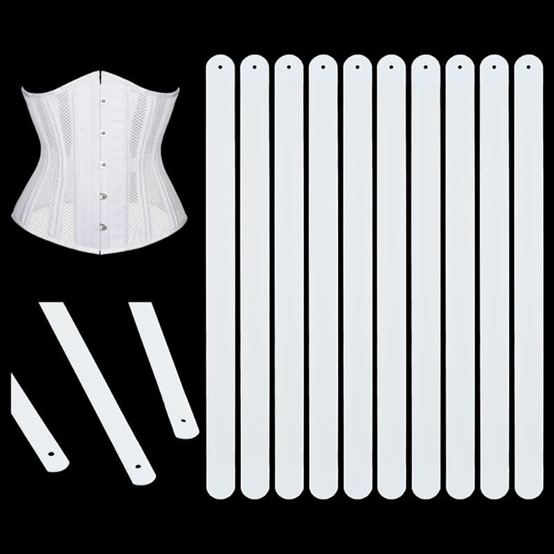 BENECREAT 10pcs White Metal Boning, 9.84 X 0.24 Inch Corset Strips White Webbing Boning for Bridal Dress Bustle Handmade Craft Wedding Dresses DIY