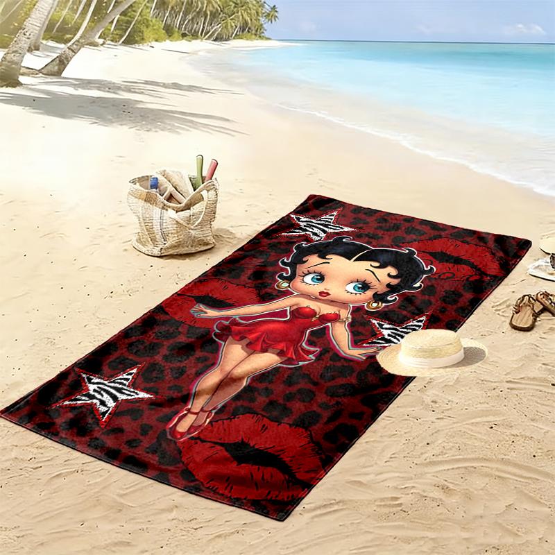 Betty Boop Beach Towel Suitable for Travel, Outdoor Activities, Swimming Pools, Yoga, Surfing, Camping, Hiking, Gym
