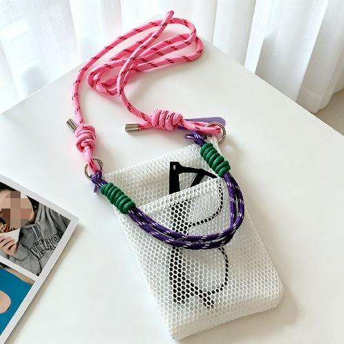 Fresh and Sweet Mobile Phone Bag Girls Summer Outdoor Travel All-match Shoulder Bag Messenger Mesh Portable Storage Bag
