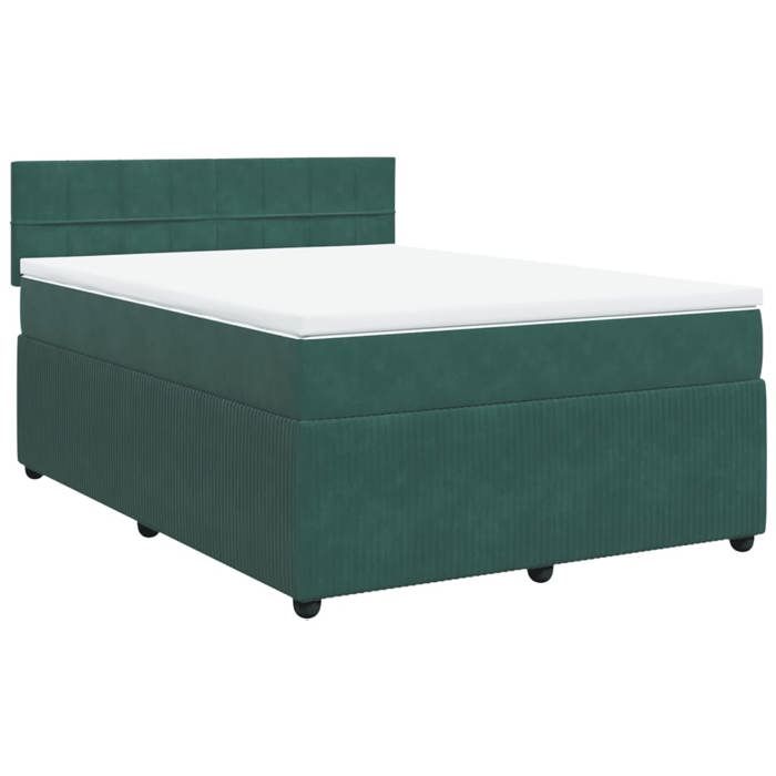 VidaXL Slatted Bed Base and Mattress Dark Green 160x200cm Velvet 3287785