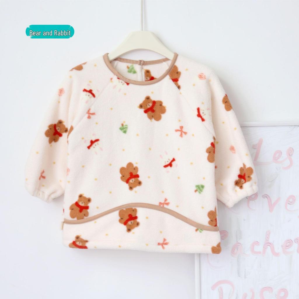 2025 Fall/Winter Unisex Fleece Smock for Kids: Reversible Baby Bib and Eating Wear