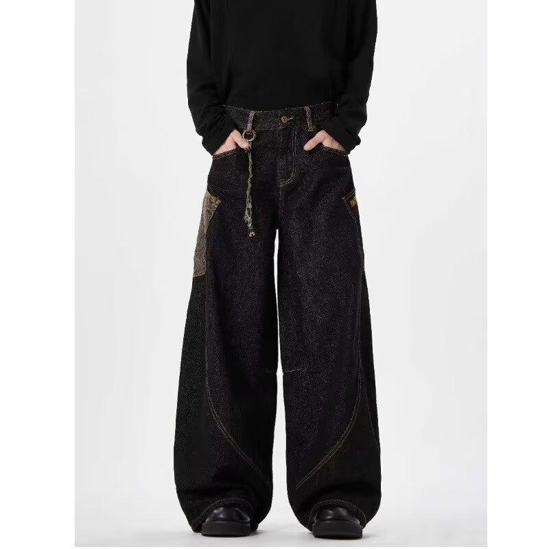 Versatile literary trend fashion lazy simple new popular snake pattern scimitar jeans Harajuku ins