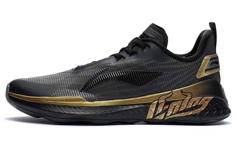 Li Ning Cushioning Slip Resistant Abrasion Resistant Low top Training Shoes Black Gold AFVR003-1
